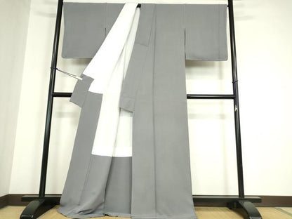 平和屋着物●上質な色無地　桔梗鼠色　正絹　逸品　DABA4919az