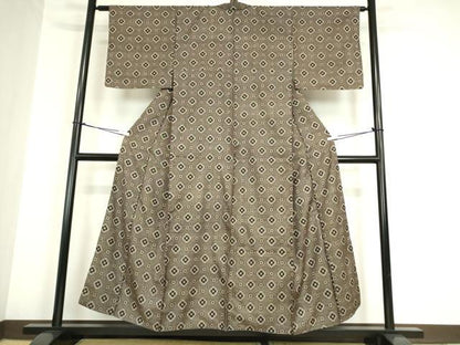平和屋着物●本場大島紬　龍郷絣　菱花文　正絹　逸品　DABA4920az