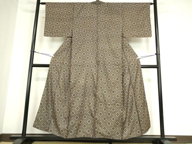 平和屋着物●本場大島紬　龍郷絣　菱花文　正絹　逸品　DABA4920az