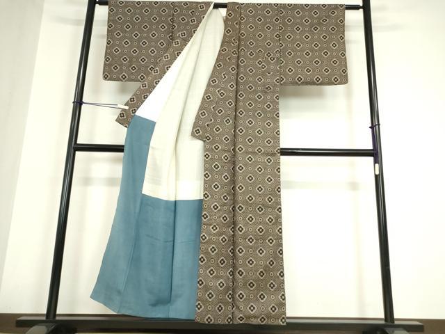 平和屋着物●本場大島紬　龍郷絣　菱花文　正絹　逸品　DABA4920az