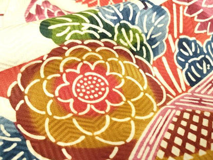 平和屋着物●豪華振袖　紅型　流水花文　正絹　逸品　DABA4923az