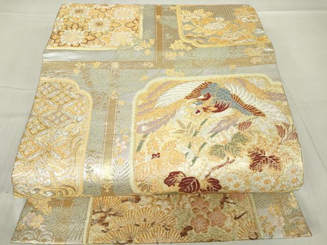 平和屋着物▼六通柄袋帯 金彩蒔絵 金糸 正絹 逸品 DABA4928az