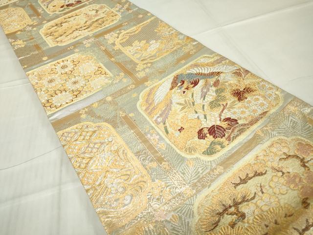 平和屋着物▼六通柄袋帯 金彩蒔絵 金糸 正絹 逸品 DABA4928az