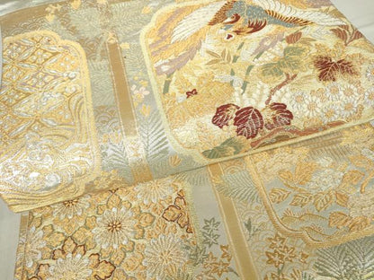 平和屋着物▼六通柄袋帯 金彩蒔絵 金糸 正絹 逸品 DABA4928az