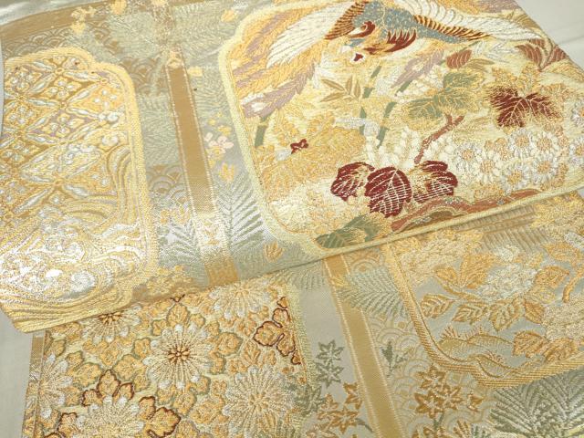 平和屋着物▼六通柄袋帯 金彩蒔絵 金糸 正絹 逸品 DABA4928az