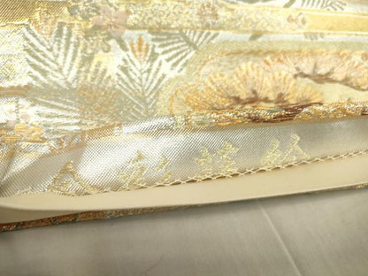 平和屋着物▼六通柄袋帯 金彩蒔絵 金糸 正絹 逸品 DABA4928az
