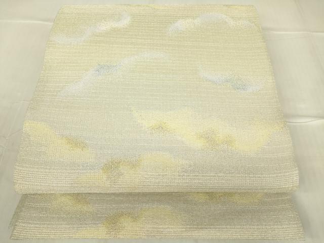 平和屋着物▽両面 六通柄袋帯 スリーシーズン 春夏秋 霞文 金銀糸 正絹 逸品 DABA4974az