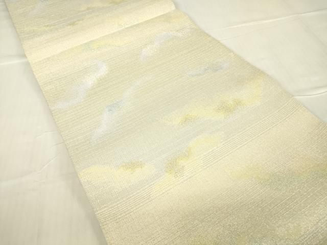 平和屋着物▽両面 六通柄袋帯 スリーシーズン 春夏秋 霞文 金銀糸 正絹 逸品 DABA4974az