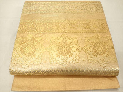 平和屋着物◎六通柄袋帯 横段正倉院花文 金銀糸 正絹 逸品 DABA5001cd