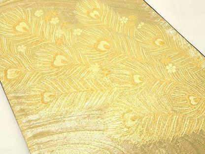 平和屋着物◎六通柄袋帯 孔雀羽文 金糸 正絹 逸品 DABA5002cd