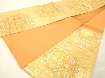 平和屋着物◎六通柄袋帯　正倉院花文　金糸　正絹　逸品　DABA5023cd