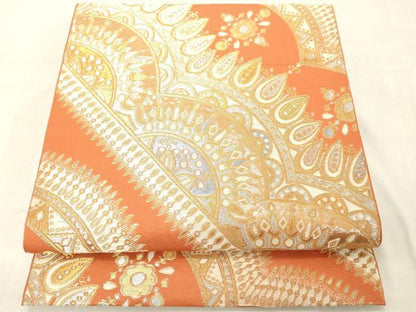 平和屋着物◎六通柄袋帯　飾花文　金銀糸　正絹　逸品　DABA5027cd