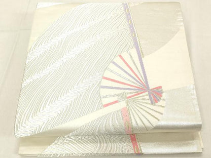 平和屋着物◎六通柄袋帯　扇面流水文　金銀糸　正絹　逸品　DABA5038cd