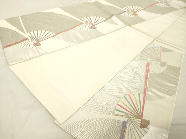 平和屋着物◎六通柄袋帯　扇面流水文　金銀糸　正絹　逸品　DABA5038cd