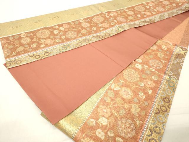 平和屋着物◎六通柄袋帯　更紗花鳥文　金糸　引箔　正絹　逸品　DABA5060cd