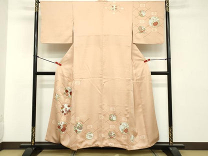 平和屋着物■訪問着　刺繍　花丸文　金彩　正絹　逸品　DABA5072cd