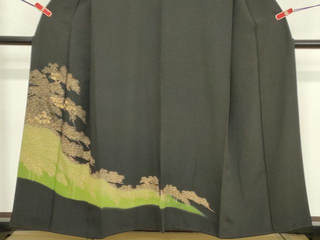平和屋着物■豪華黒留袖　刺繍　枝松文　暈し染め　金銀彩　正絹　逸品　DABA5112cd