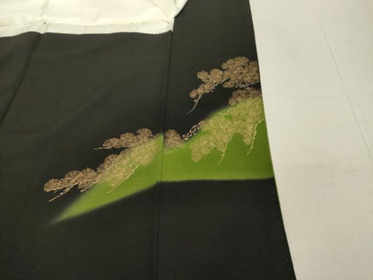 平和屋着物■豪華黒留袖　刺繍　枝松文　暈し染め　金銀彩　正絹　逸品　DABA5112cd