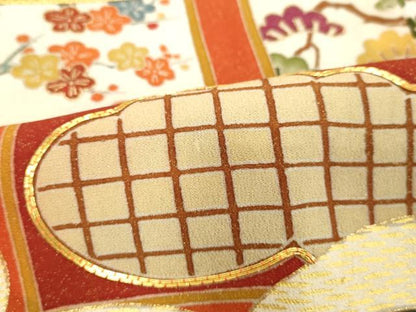 平和屋着物■豪華黒留袖　駒刺繍　吉祥花文　暈し染め　金彩　正絹　逸品　DABA5124cd