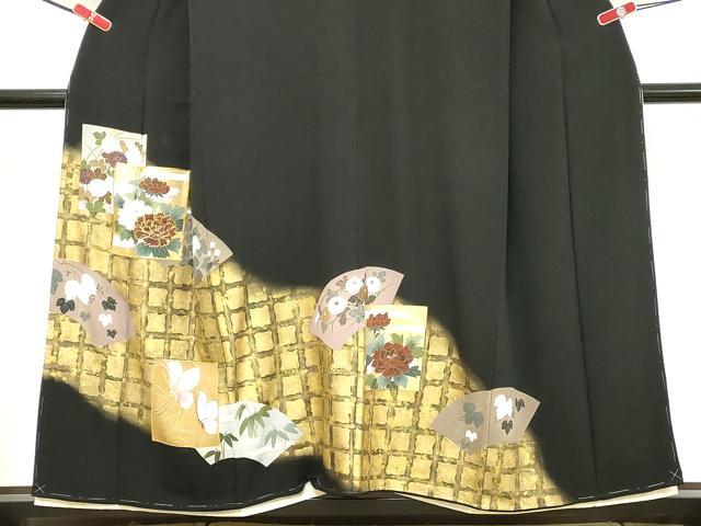 平和屋着物■豪華黒留袖 駒刺繍 色紙重ね花文 暈し染め 金彩 正絹 逸品 DABA5173cd