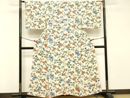 平和屋着物■上質な小紋　型染め　花鳥文　正絹　逸品　DABA5224cd