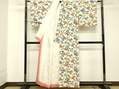平和屋着物■上質な小紋　型染め　花鳥文　正絹　逸品　DABA5224cd
