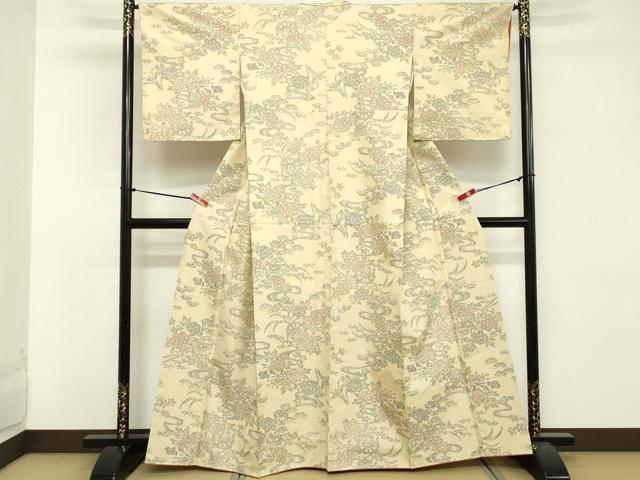 平和屋着物■上質な紬 草花文 正絹 逸品 DABA5303cd