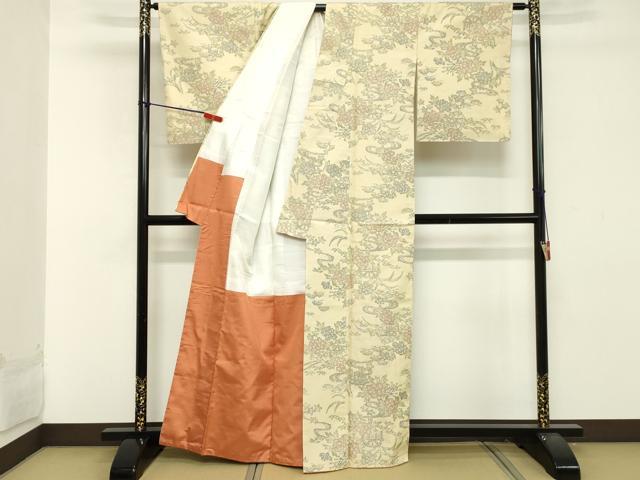 平和屋着物■上質な紬 草花文 正絹 逸品 DABA5303cd