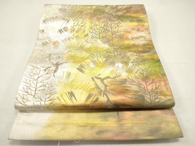 平和屋着物◎西陣 六通柄袋帯 樹林文 金銀糸 引箔 正絹 逸品 DABA5309cd