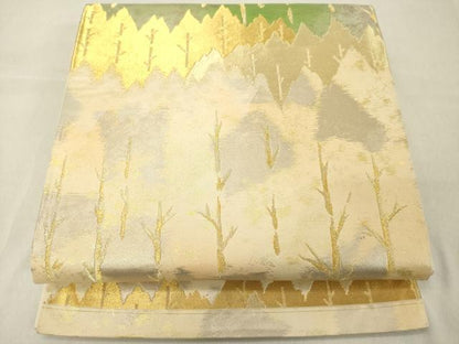平和屋着物◎六通柄袋帯　樹林文　金糸　引箔　正絹　逸品　DABA5312cd