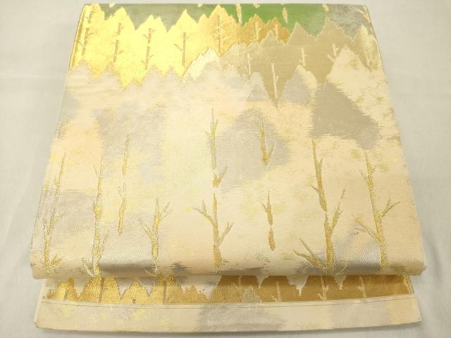 平和屋着物◎六通柄袋帯　樹林文　金糸　引箔　正絹　逸品　DABA5312cd