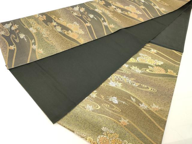 平和屋着物◎六通柄袋帯 流水吹き寄せ文 金銀糸 引箔 正絹 逸品 DABA5313cd