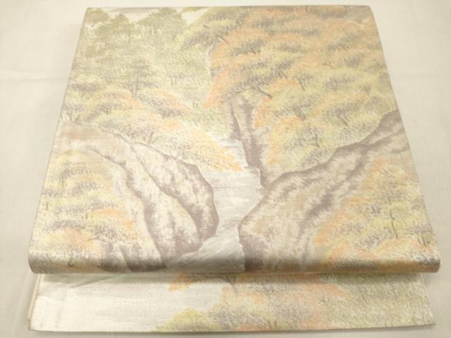 平和屋着物◎西陣　六通柄袋帯　風景樹林文　引箔　正絹　逸品　DABA5317cd