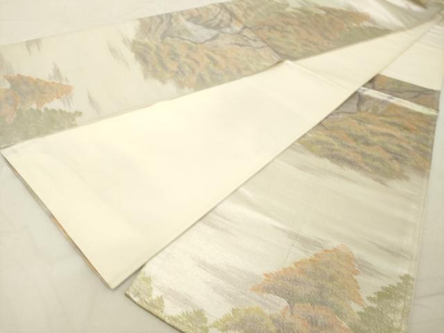 平和屋着物◎西陣　六通柄袋帯　風景樹林文　引箔　正絹　逸品　DABA5317cd