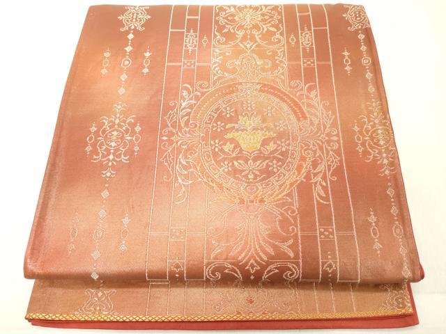平和屋着物◎西陣 六通柄袋帯 飾花文 金糸 正絹 逸品 DABA5320cd