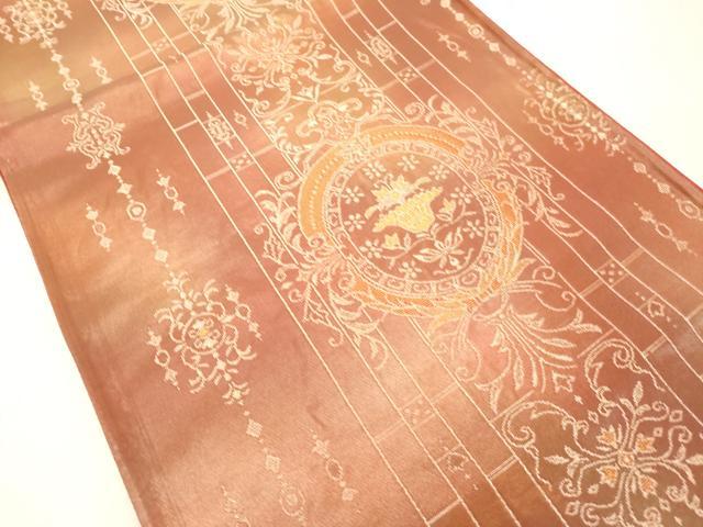 平和屋着物◎西陣 六通柄袋帯 飾花文 金糸 正絹 逸品 DABA5320cd