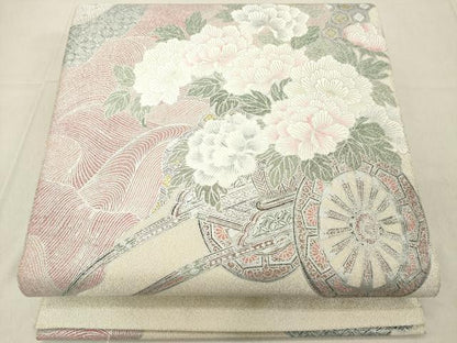 平和屋着物◎綴れ 太鼓柄袋帯 道長花車文 金銀彩 正絹 逸品 DABA5327cd