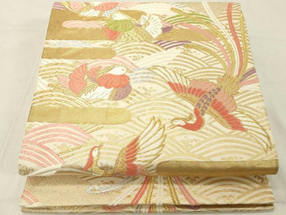 平和屋着物◎六通柄袋帯　唐織　エ霞鴛鴦花文　鳳凰　金銀糸　正絹　逸品　DABA5329cd