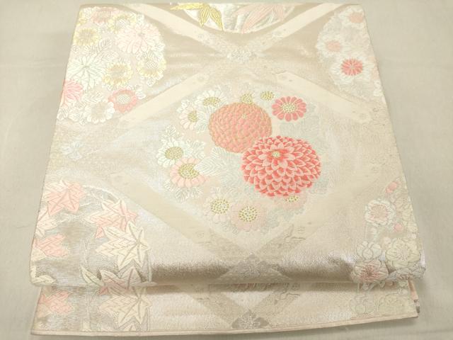 平和屋着物◎六通柄袋帯 唐織 吉祥陵菱文 金銀糸 正絹 逸品 DABA5331cd