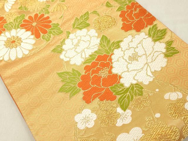 平和屋着物◎六通柄袋帯 唐織 花丸文 金糸 正絹 逸品 DABA5334cd