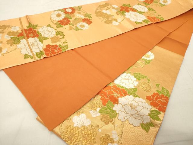 平和屋着物◎六通柄袋帯　唐織　花丸文　金糸　正絹　逸品　DABA5334cd