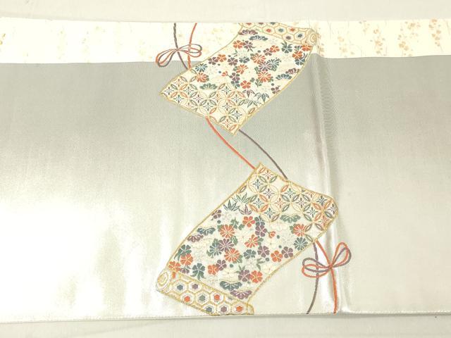 平和屋着物▽太鼓柄袋帯 総刺繍 花唐草舞蝶文 金銀糸 平和屋着物●袋帯　総刺繍　ペイズリー花文　逸品　DAAQ3035ps
