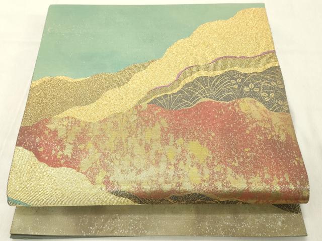 平和屋着物◎六通柄袋帯　道長文　金糸　引箔　正絹　逸品　DABA5345cd