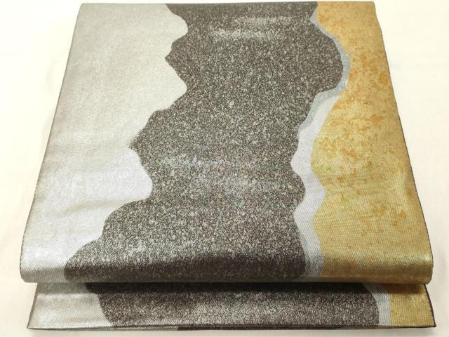 平和屋着物◎六通柄袋帯　作家物　道長文　引箔　反端付き　正絹　逸品　DABA5347cd