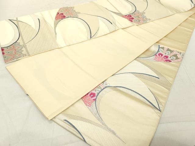平和屋着物◎六通柄袋帯　正倉院花文　銀糸　正絹　逸品　DABA5367cd