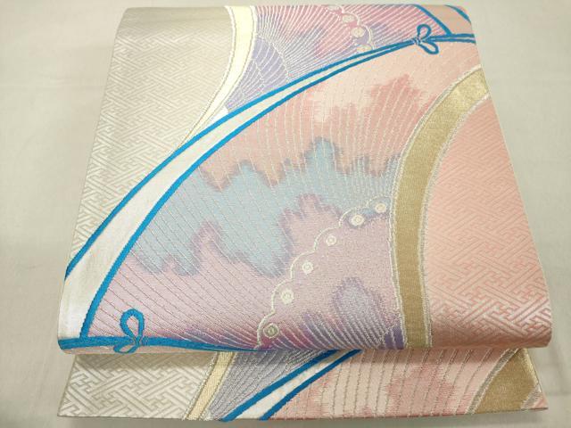 平和屋着物◎六通柄袋帯　唐織　孔雀羽文　金銀糸　正絹　逸品　DABA5372cd