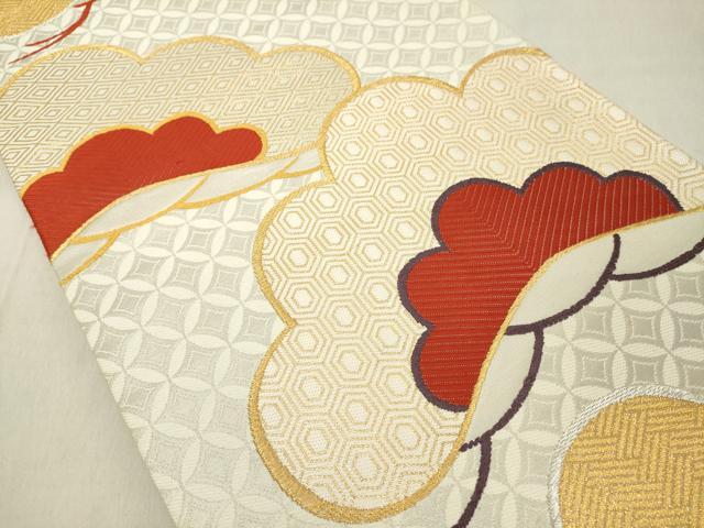 平和屋着物◎六通柄袋帯　唐織　枝松文　金銀糸　正絹　逸品　DABA5373cd