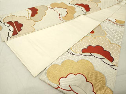 平和屋着物◎六通柄袋帯　唐織　枝松文　金銀糸　正絹　逸品　DABA5373cd