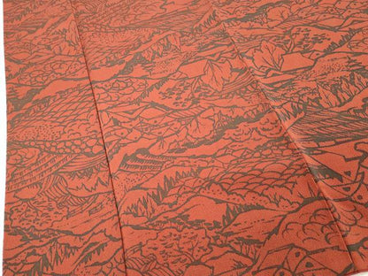 平和屋着物■上質な小紋　風景文　鬼しぼ縮緬　正絹　逸品　DABA5388cd