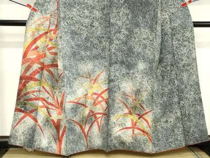 平和屋着物■訪問着　草葉文　暈し染め　正絹　逸品　DABA5415cd